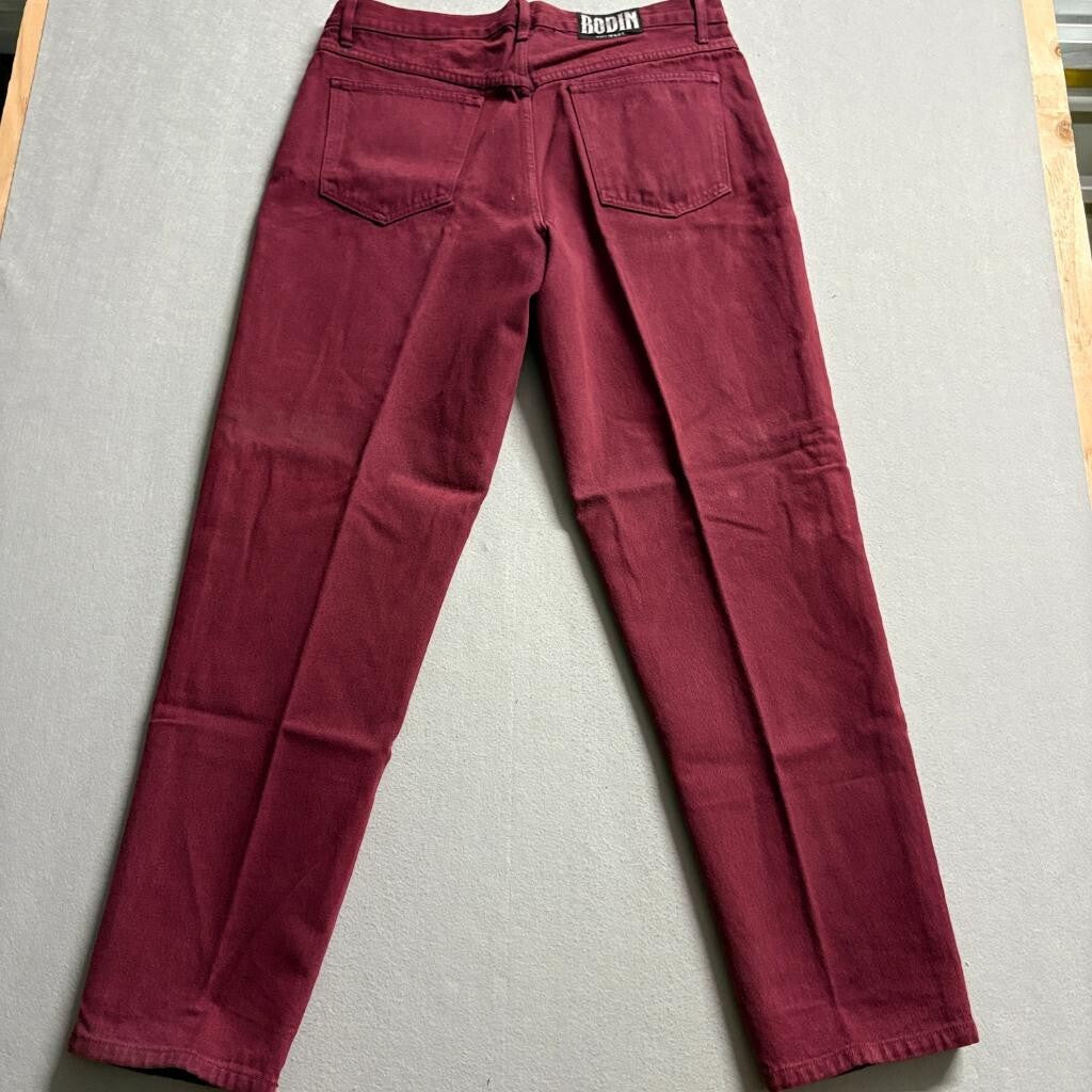 Vintage Rodin Jeans Womens 38 Burgundy Red Denim High Rise Straight Leg Made USA