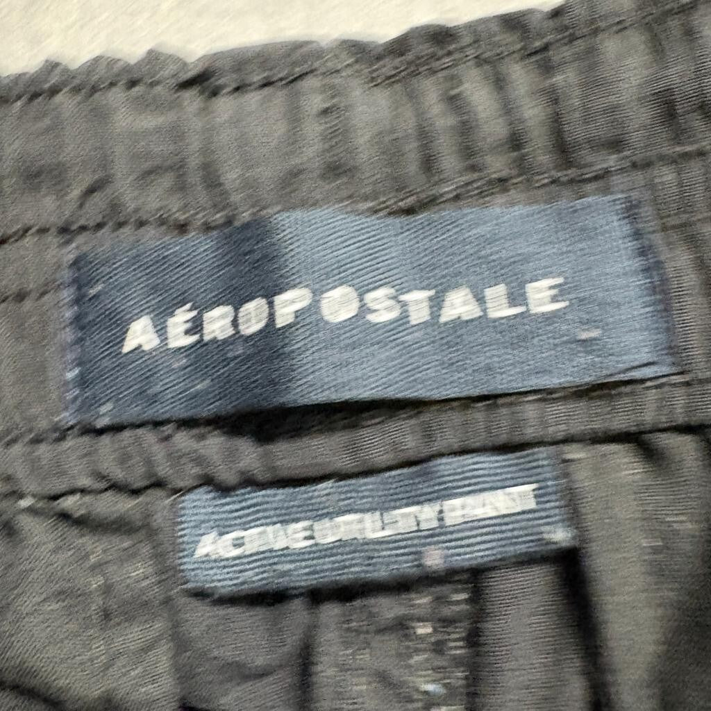 Aeropostale Active Utility Pants Womens XS Black Cotton Blend Cargo Drawstring