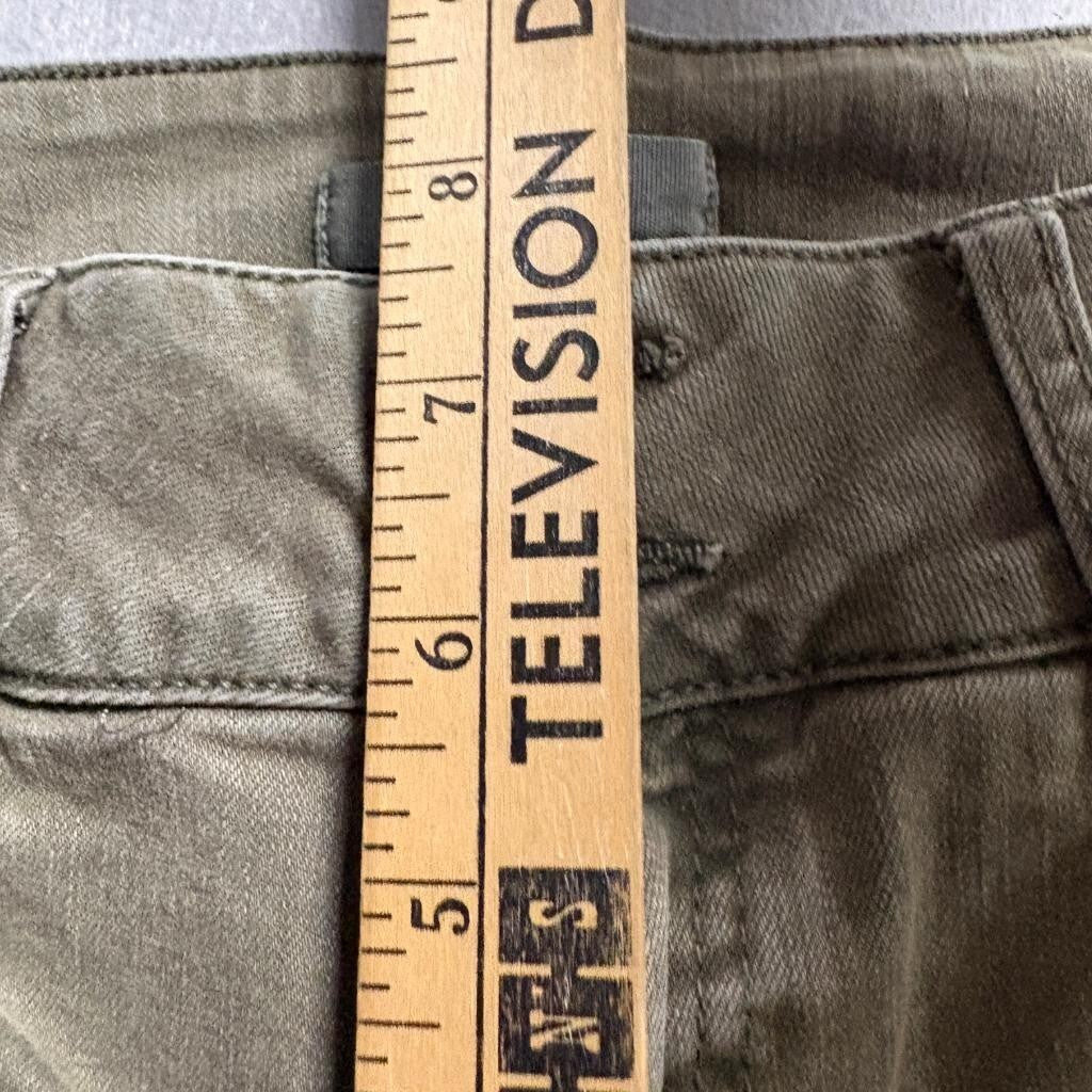 Refuge Olive Green Distressed Skinny Jeans Womens Size 2 Raw Hem Cropped Stretch