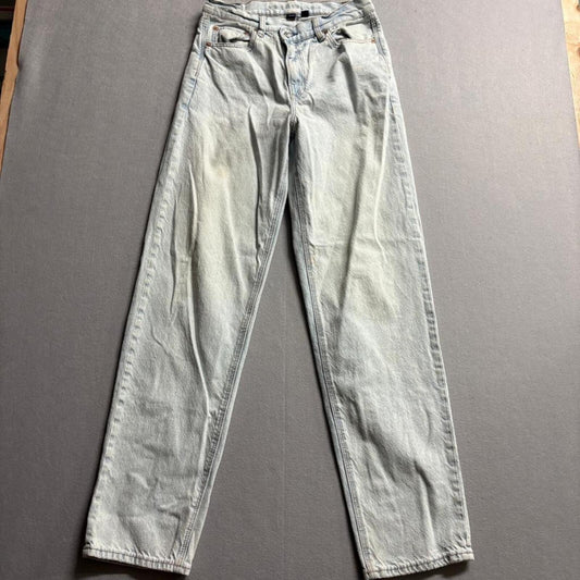 American Eagle Strigid Jeans Womens 6 Long Light Wash High Rise Wide Leg Denim