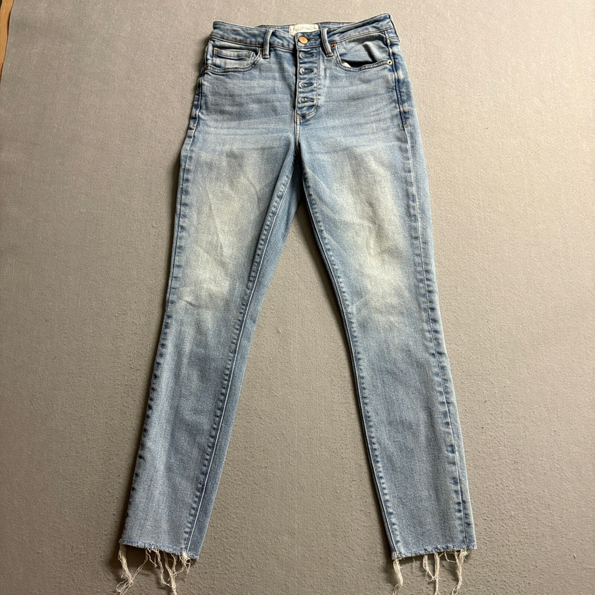 Dear John Denim Jeans Womens Size 27 High Rise Button Fly Frayed Raw Hem Blue