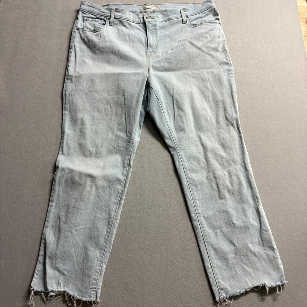 Levi's 724 High Rise Straight Jeans Womens 20W Light Wash Blue Denim Raw Hem