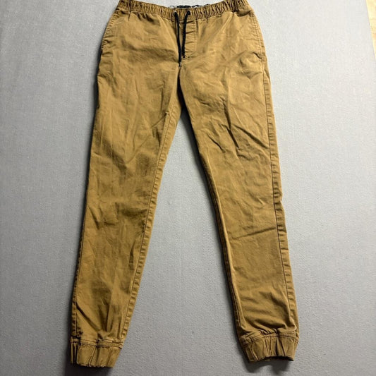Amplify Mens Jogger Pants Medium Brown Khaki Cotton Blend Stretch Elastic Waist
