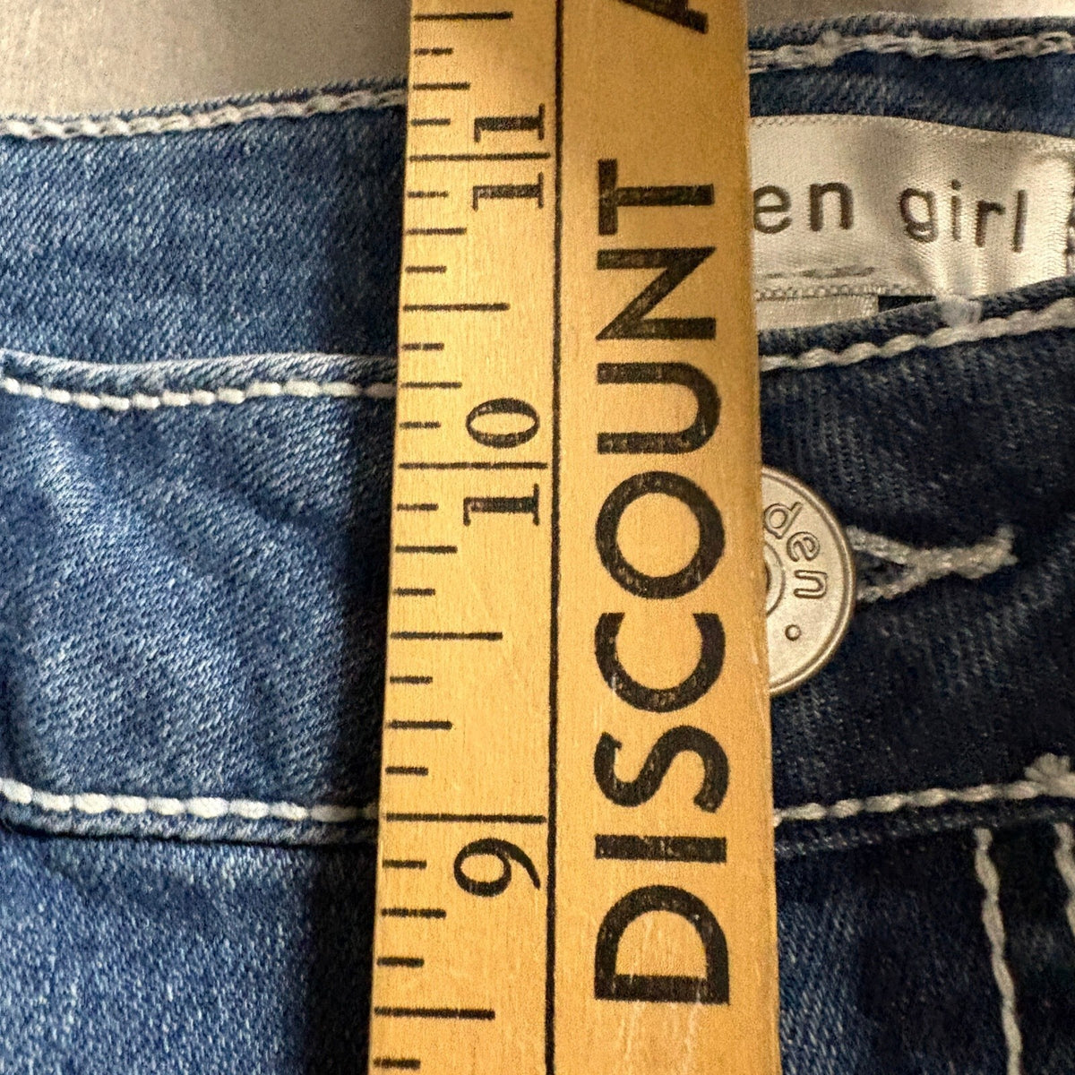 Madden Girl Womens Jeans Size 5 Blue Medium Wash Flared Thick White Stitch Denim