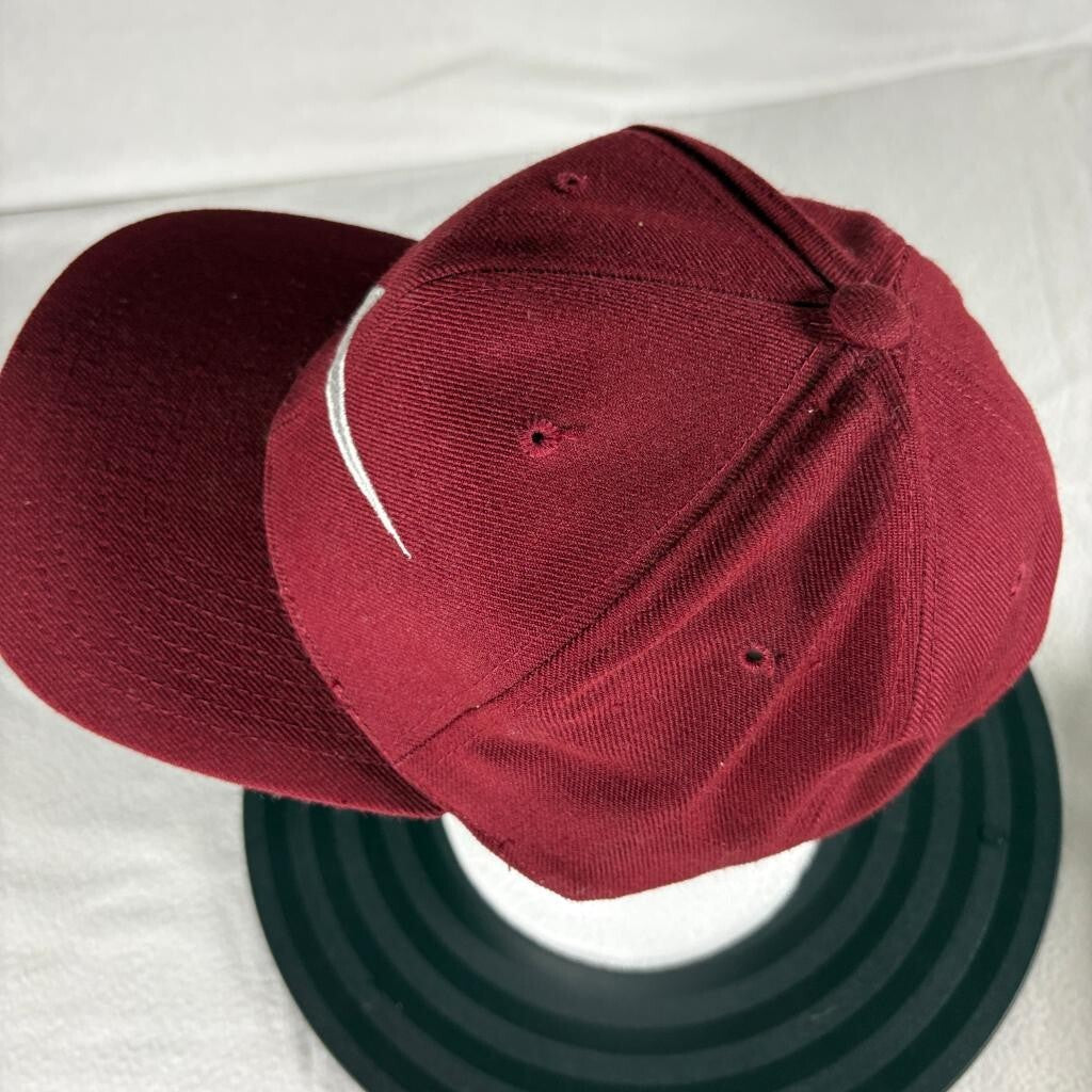 Vintage Nike Swoosh Snapback Hat Headmaster Maroon Green Under Brim Wool Blend