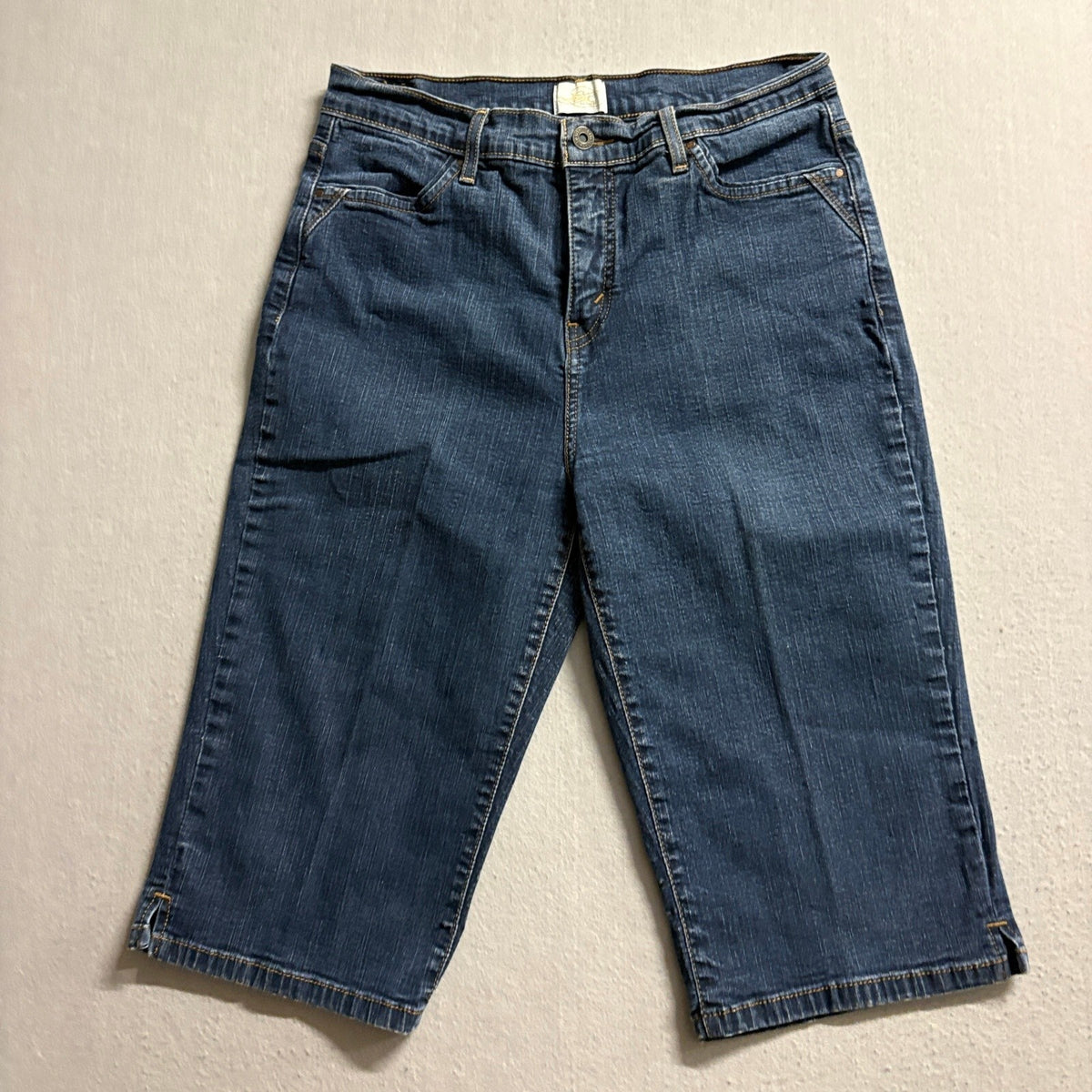Levi's 512 Perfectly Slimming Denim Bermuda Shorts Womens Size 14 Blue Stretch