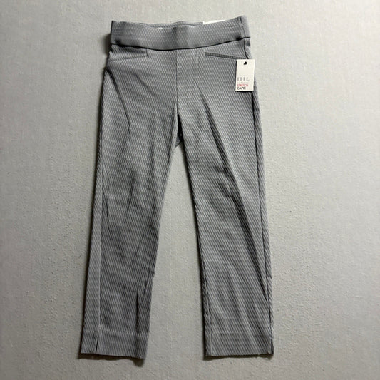 Elle The Polished Stretch Capri Pants Womens Small Gray Diamond Pattern Pull On
