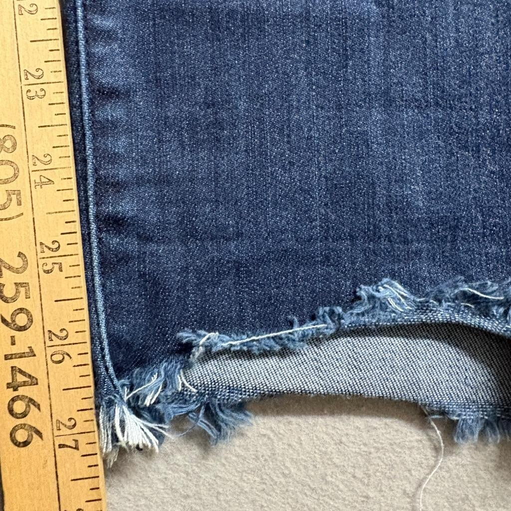 Democracy Ab Technology Jeans Womens 10 Blue Distressed Frayed Hem Button Fly