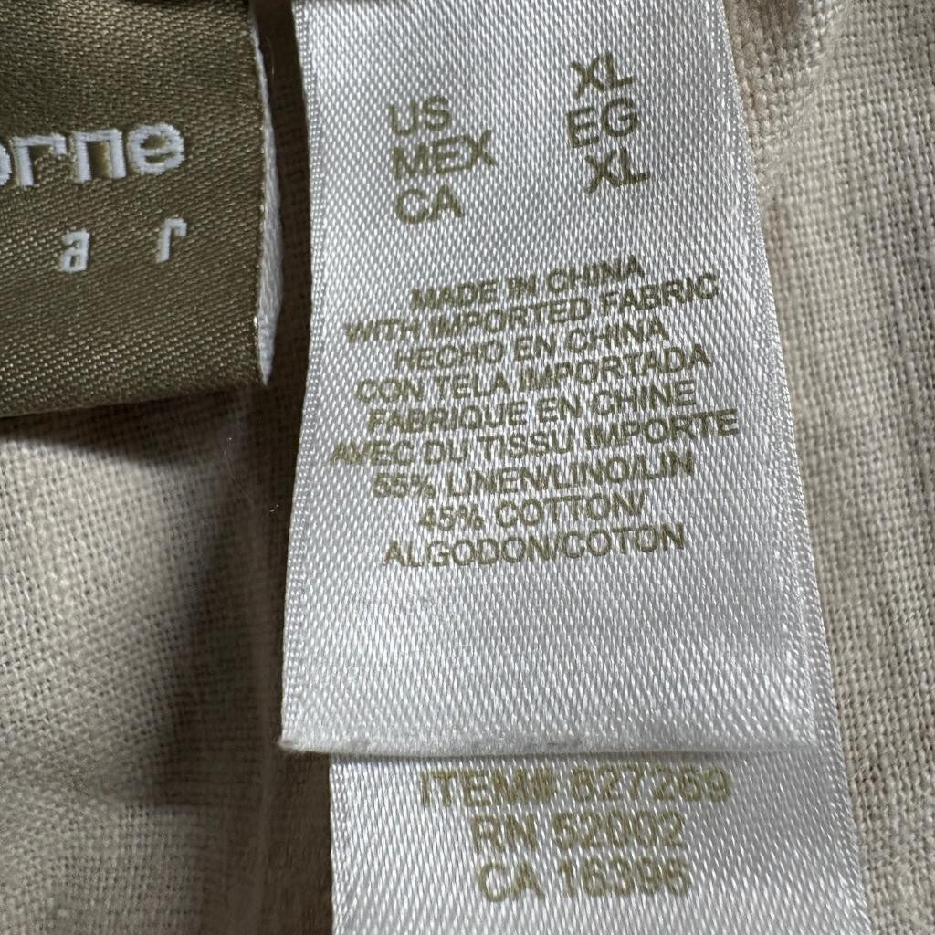 Liz Claiborne Lizwear Linen Cotton Crop Pants Womens XL Beige Drawstring Capris