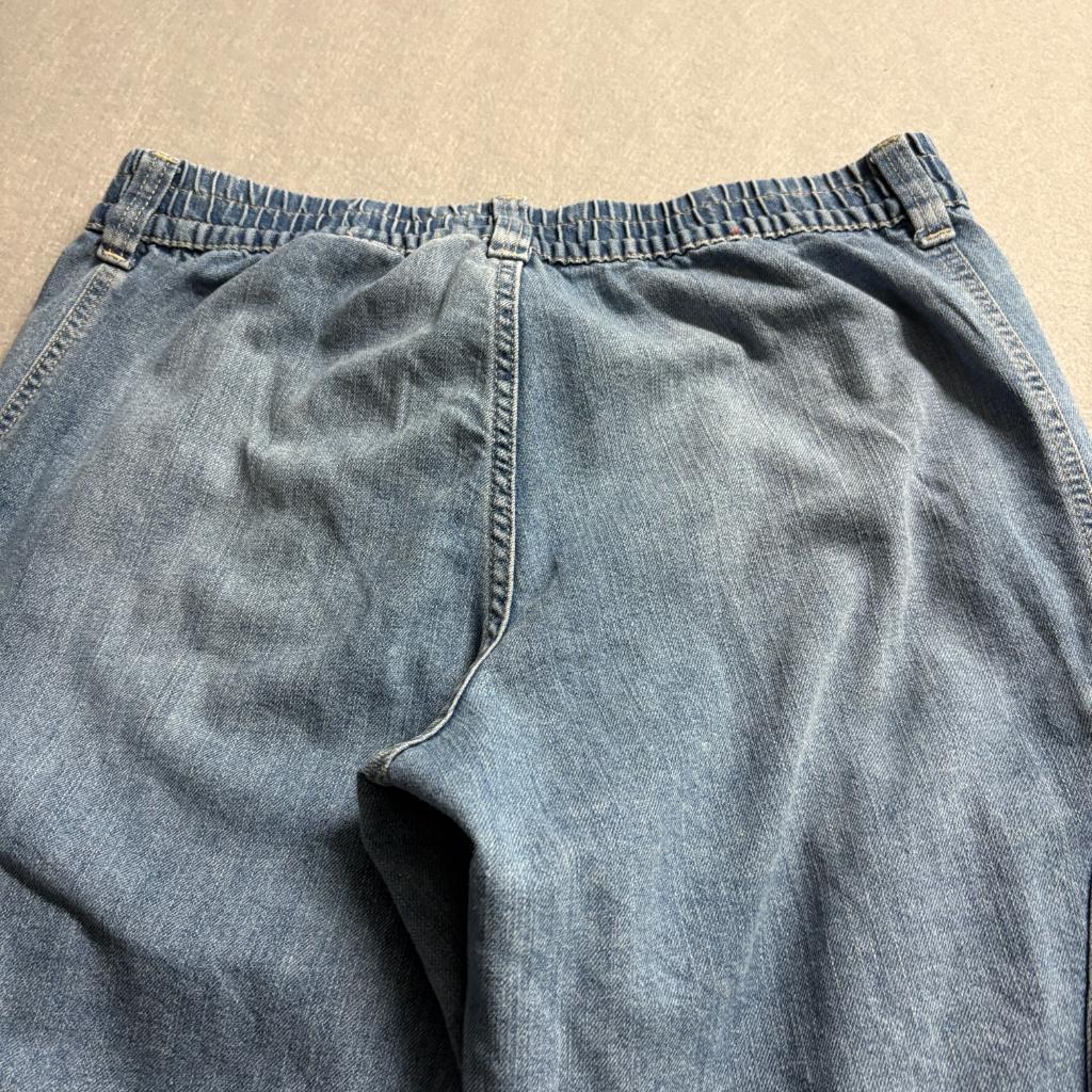 H&M Divided Women Blue Cargo Jeans Size 6 Elastic Waist Wide Leg Denim Pants