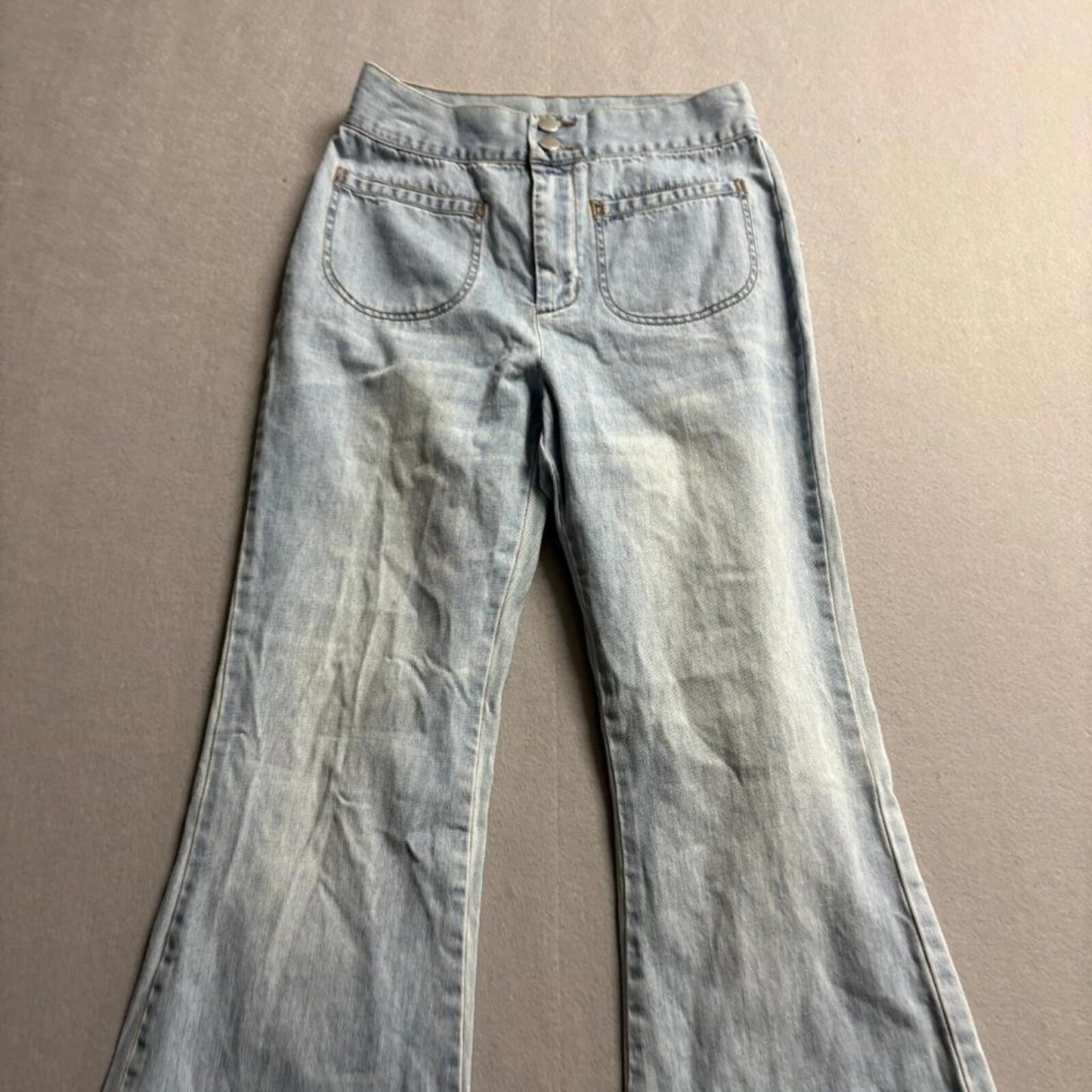Billabong Flare Jeans Womens 28 Light Wash High Rise Wide Leg Bell Bottom Denim