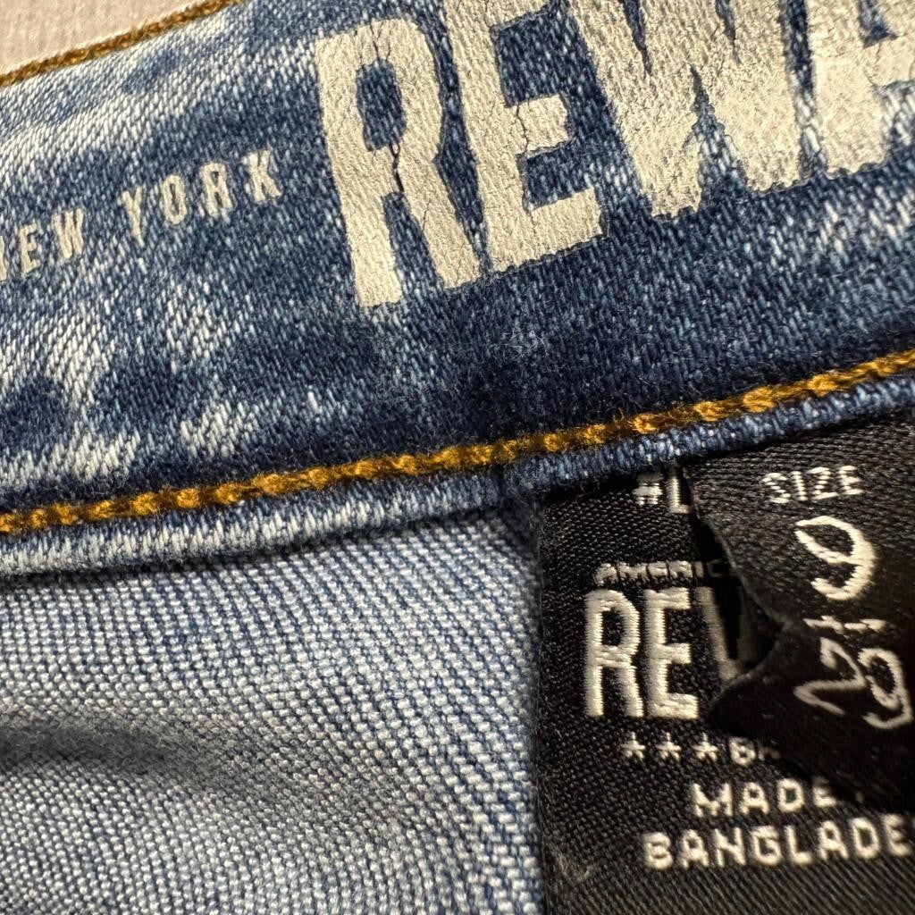 Rewash Vintage Reunion High Rise Distressed Jeans Womens Size 9 Acid Wash Fringe