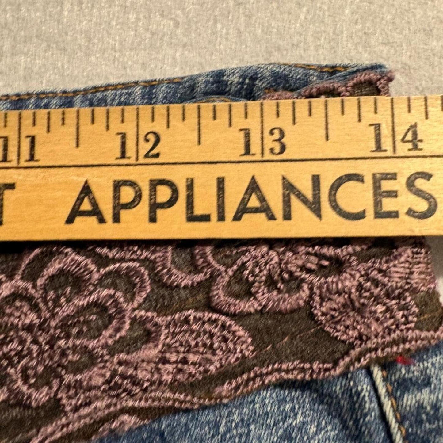 Duchesse Jeans Womens Size 5 Blue Denim Lace Waistband Flare Leg Y2K Vintage