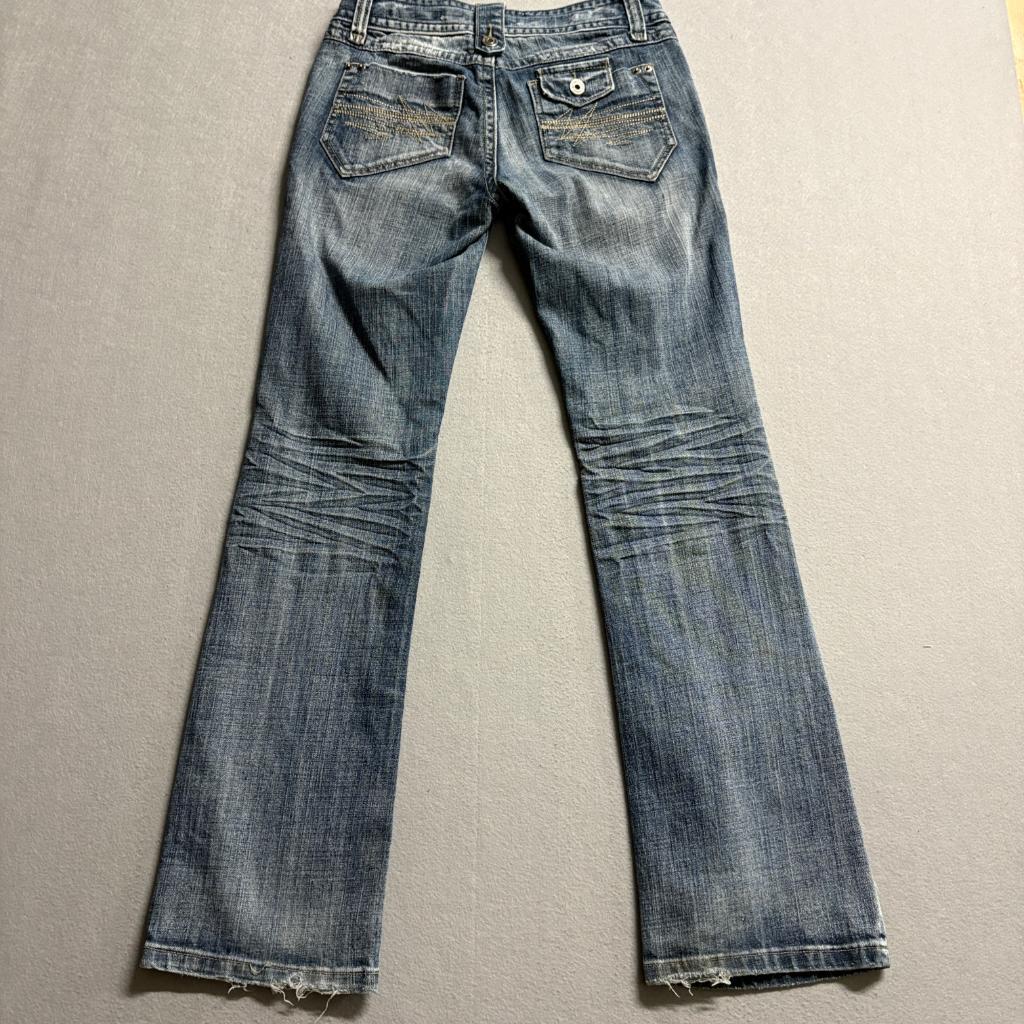 Mudd Jeans Womens Size 3 Blue Denim Low Rise Bootcut Embroidered Pockets Y2K