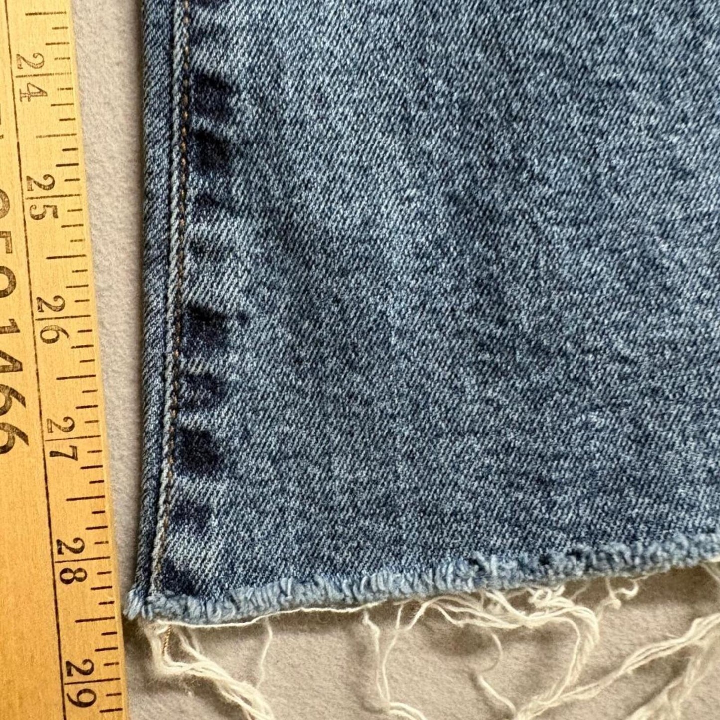 RSQ Low Rise Flare Jeans Womens 27 Blue Denim Raw Hem Stretch Comfort