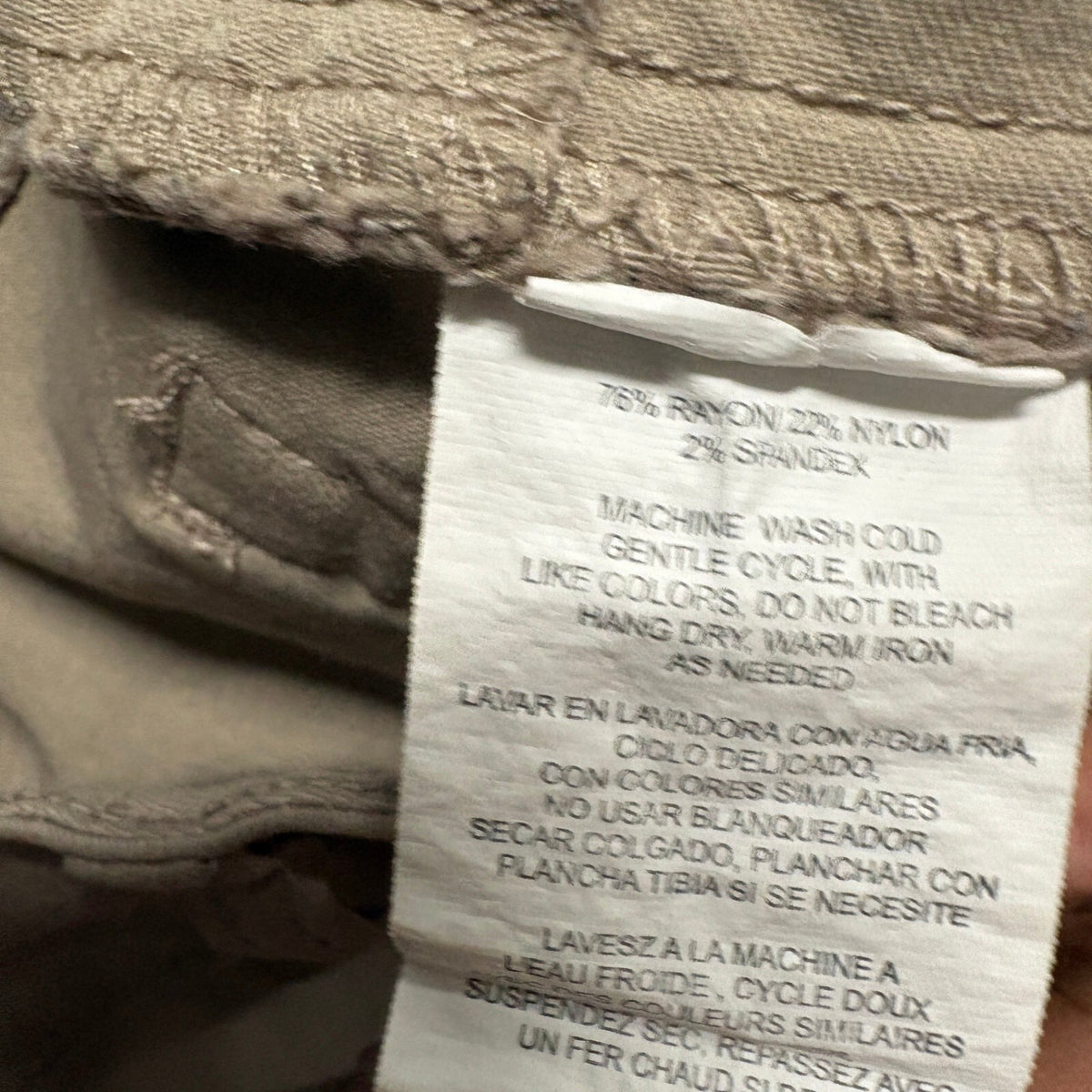 Dickies Skinny Pants Womens 0/24 Khaki Tan Stretch Rayon Blend Work Casual