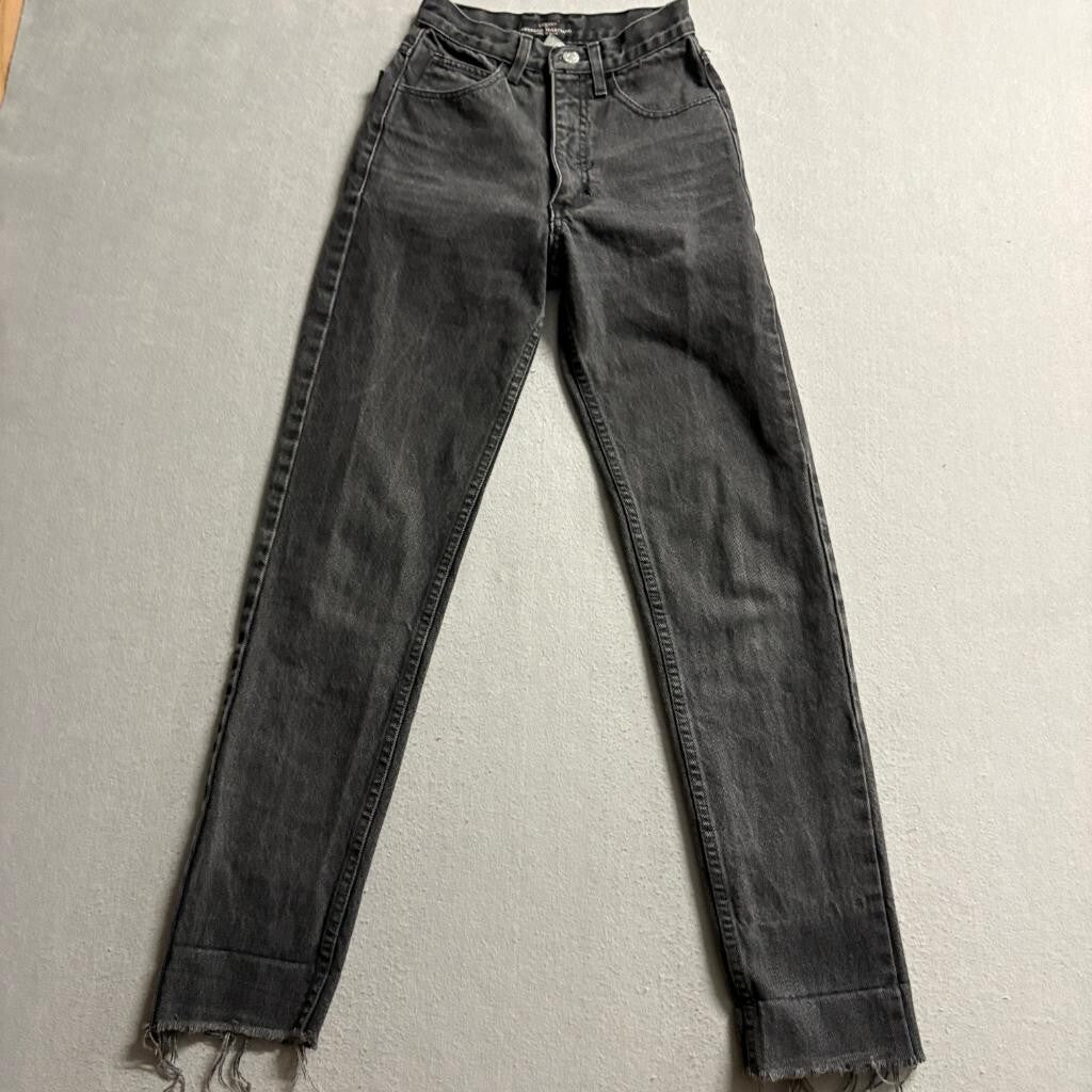 Vintage Guess Georges Marciano Jeans Womens 24 Black Denim High Rise Raw Hem USA