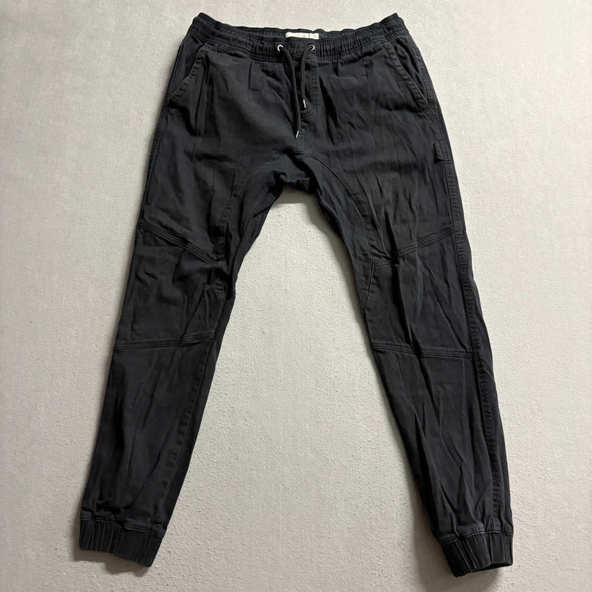 Stitches & Rivets Jogger Pants Mens Large Black Cotton Stretch Drawstring Cuffs