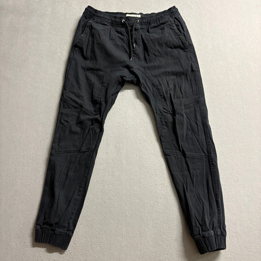 Stitches & Rivets Jogger Pants Mens Large Black Cotton Stretch Drawstring Cuffs
