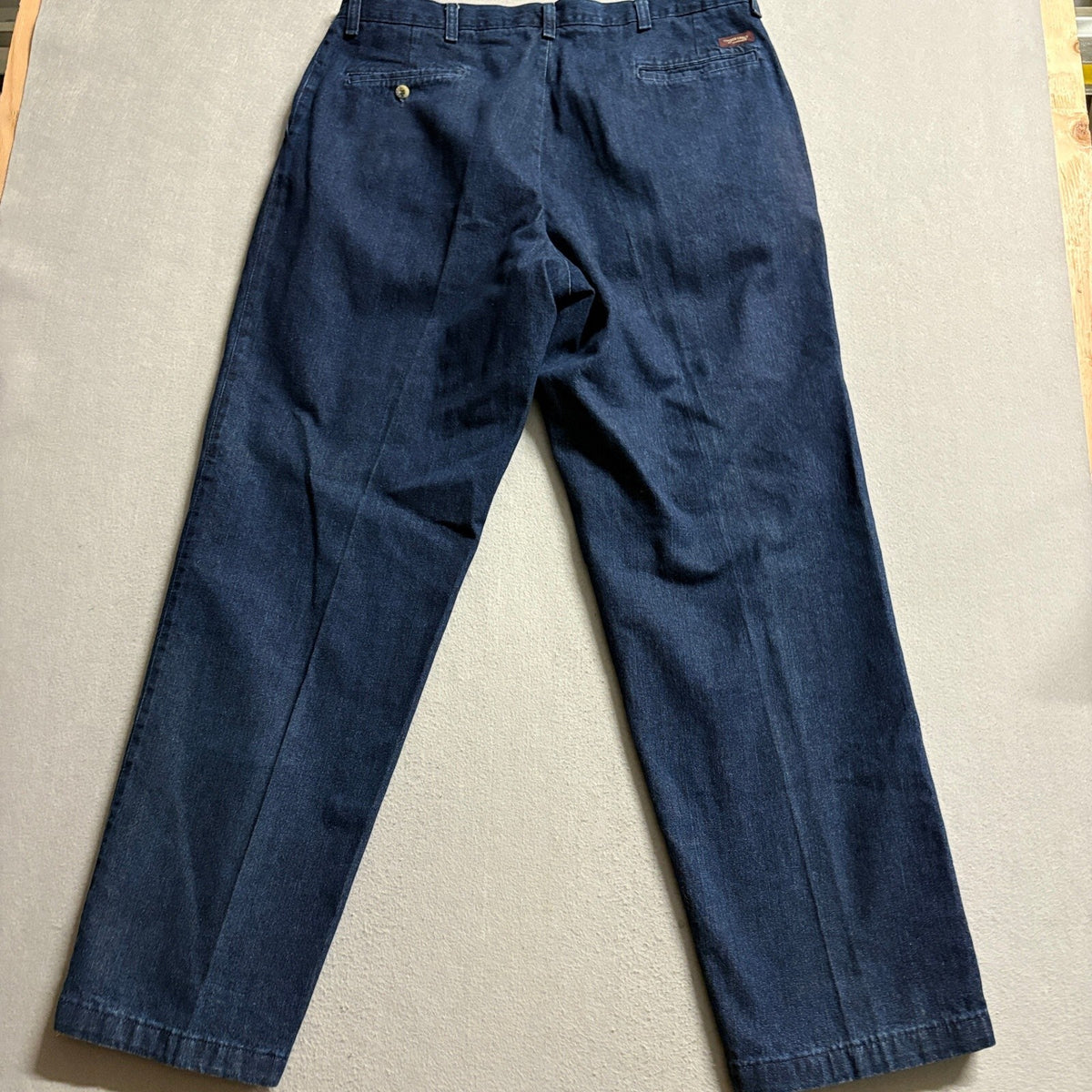 Timber Creek by Wrangler Pleated Denim Jeans Mens 38x32 Blue 100% Cotton