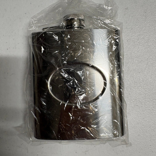 Stainless Steel 8 oz Hip Flask Oval Engraving Plate Silver Pocket Liquor Flask