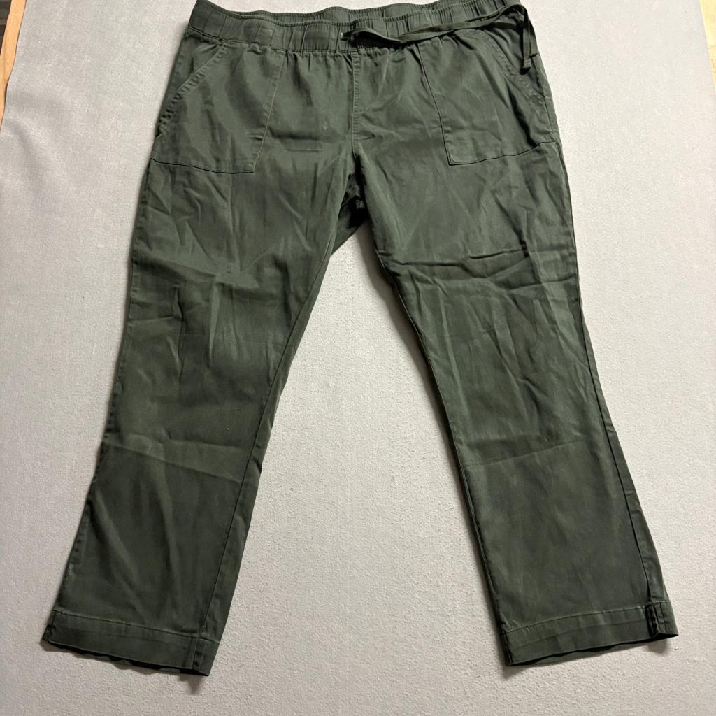 Buffalo David Bitton Womens Pants XXL Green Tencel Blend Drawstring Waist Crop
