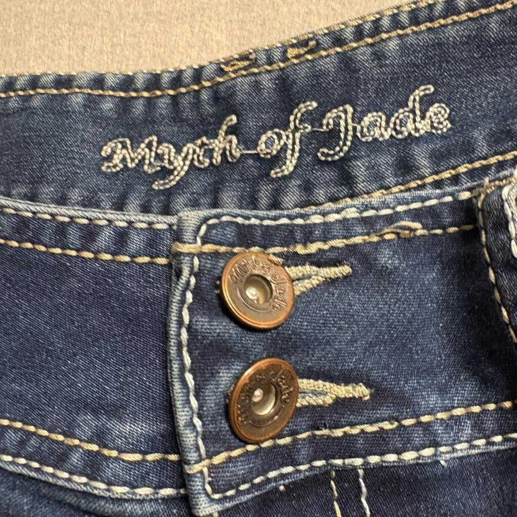 Myth of Jade Skinny Jeans Womens Size 10 Blue Denim Embroidered Pockets Stretch