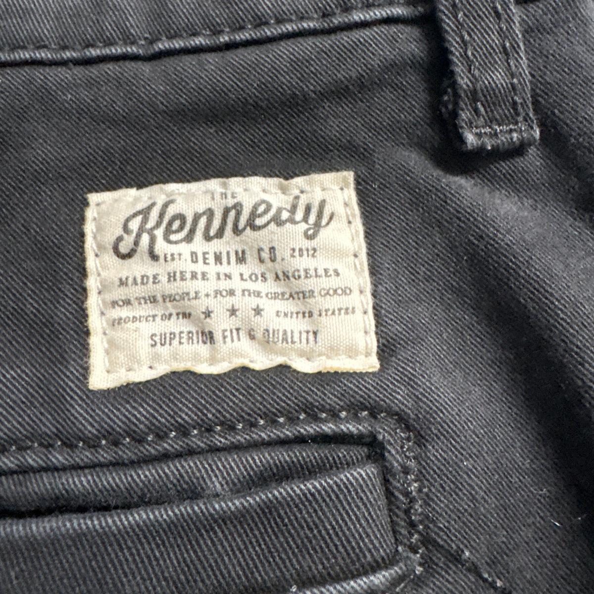 The Kennedy Denim Co Mens Size 30 Slim Straight Black Jeans Made in USA Stretch