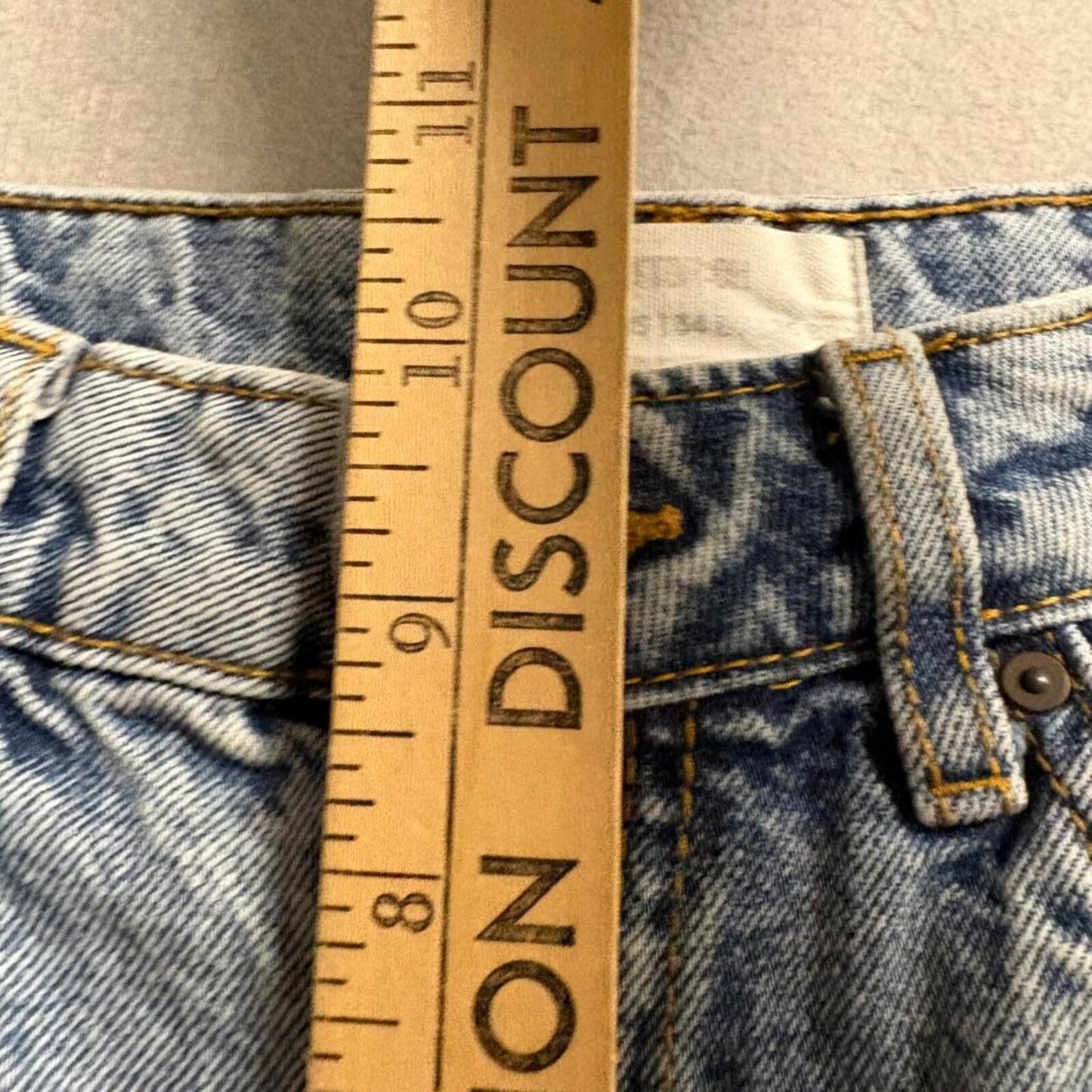 Cotton On Long Straight Leg Jeans Womens US 4 Blue Acid Wash Distressed Ripped