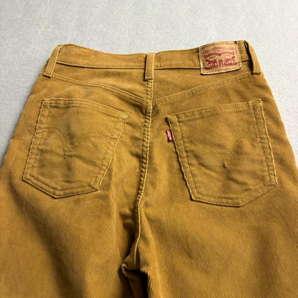 Levi's Ribcage Straight Ankle Corduroy Jeans Womens 28 Brown Camel High Rise