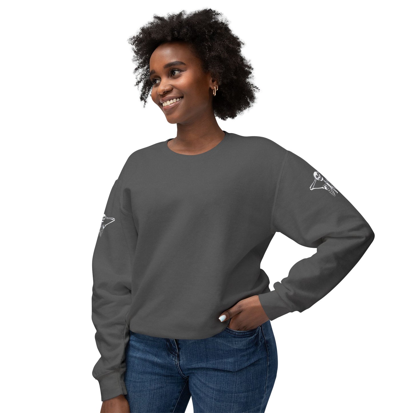 Kickback Skeleton Unisex Lightweight Crewneck Sweatshirt