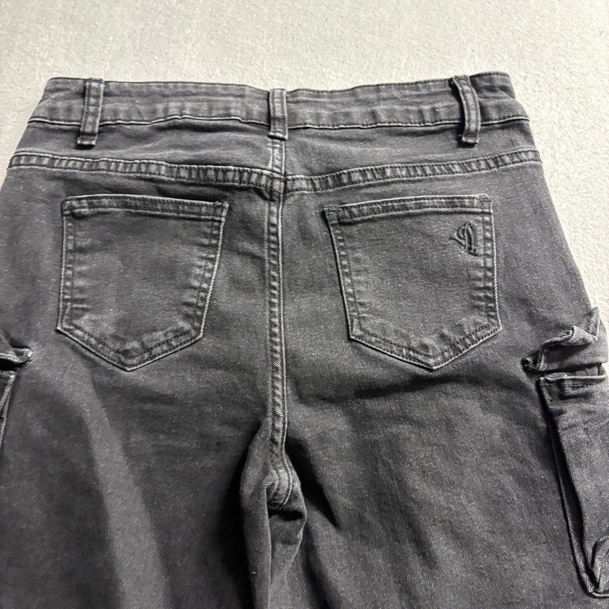 VIP Jeans Womens Size S 27 Black Multi Pocket Cargo Denim Pants Stretch Wide Leg