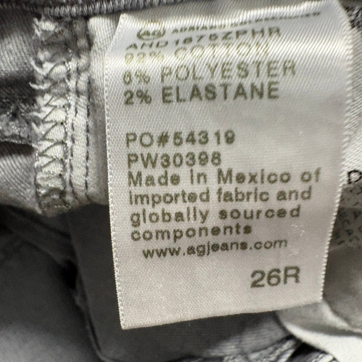 AG Adriano Goldschmied Prima Mid Rise Cigarette Jeans Womens 26R Gray Stretch