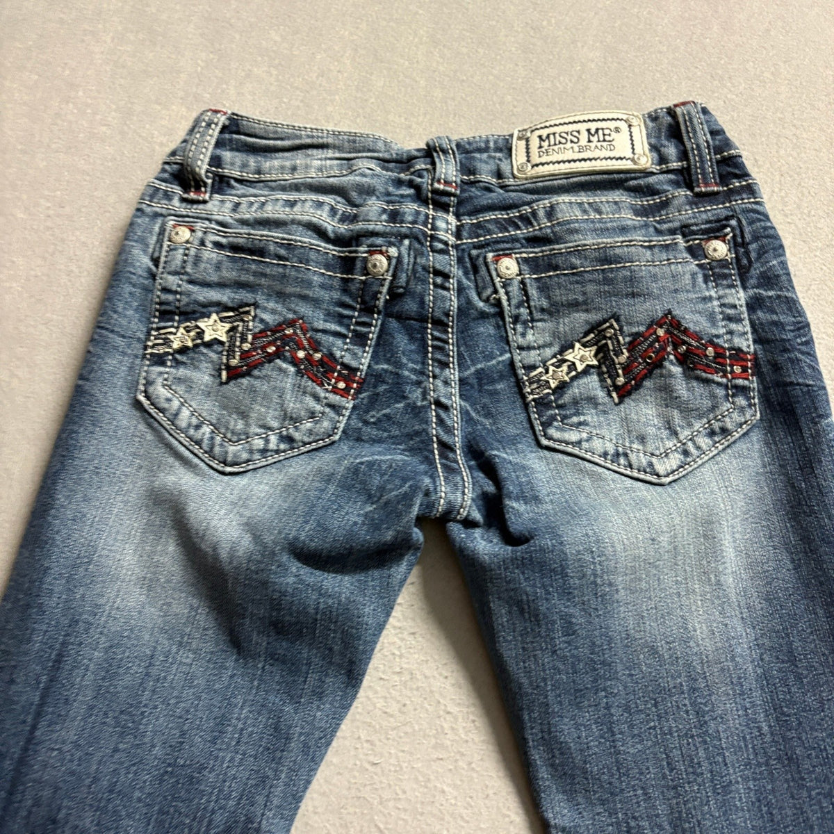 Miss Me Bootcut Jeans Womens 27 Blue Denim Embellished Stars Rhinestones JD1067B