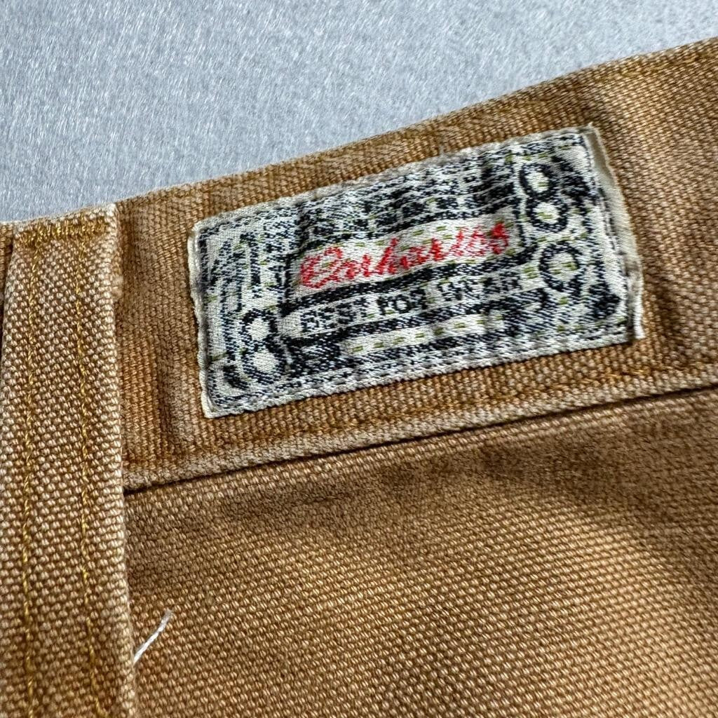 Vintage Carhartt Double Knee Pants Mens 36x28 Brown Cotton Duck Canvas Workwear