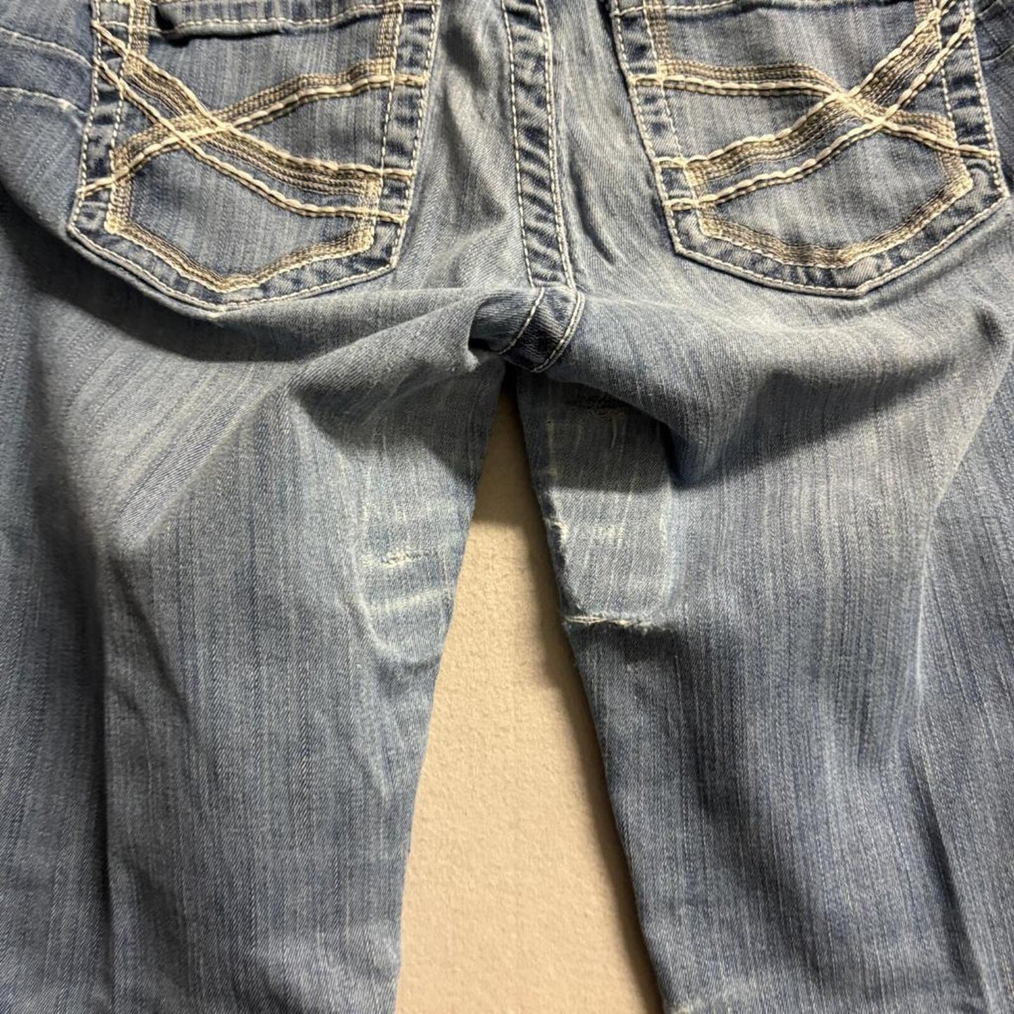 Ariat Real Denim Womens Jeans Size 29S Blue Bootcut Mid Rise Stretch Distressed