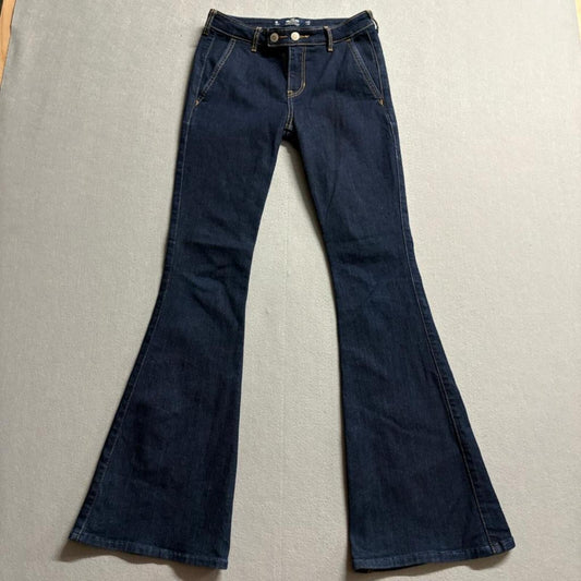 Hollister Low Rise Vintage Flare Jeans Womens 1R W25 L32 Dark Wash Blue Denim