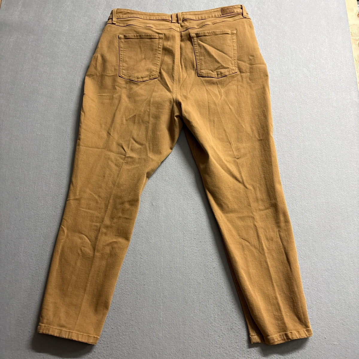LL Bean Pants Womens 18 Reg Tan Brown BeanFlex Slim Leg Stretch Chino Casual