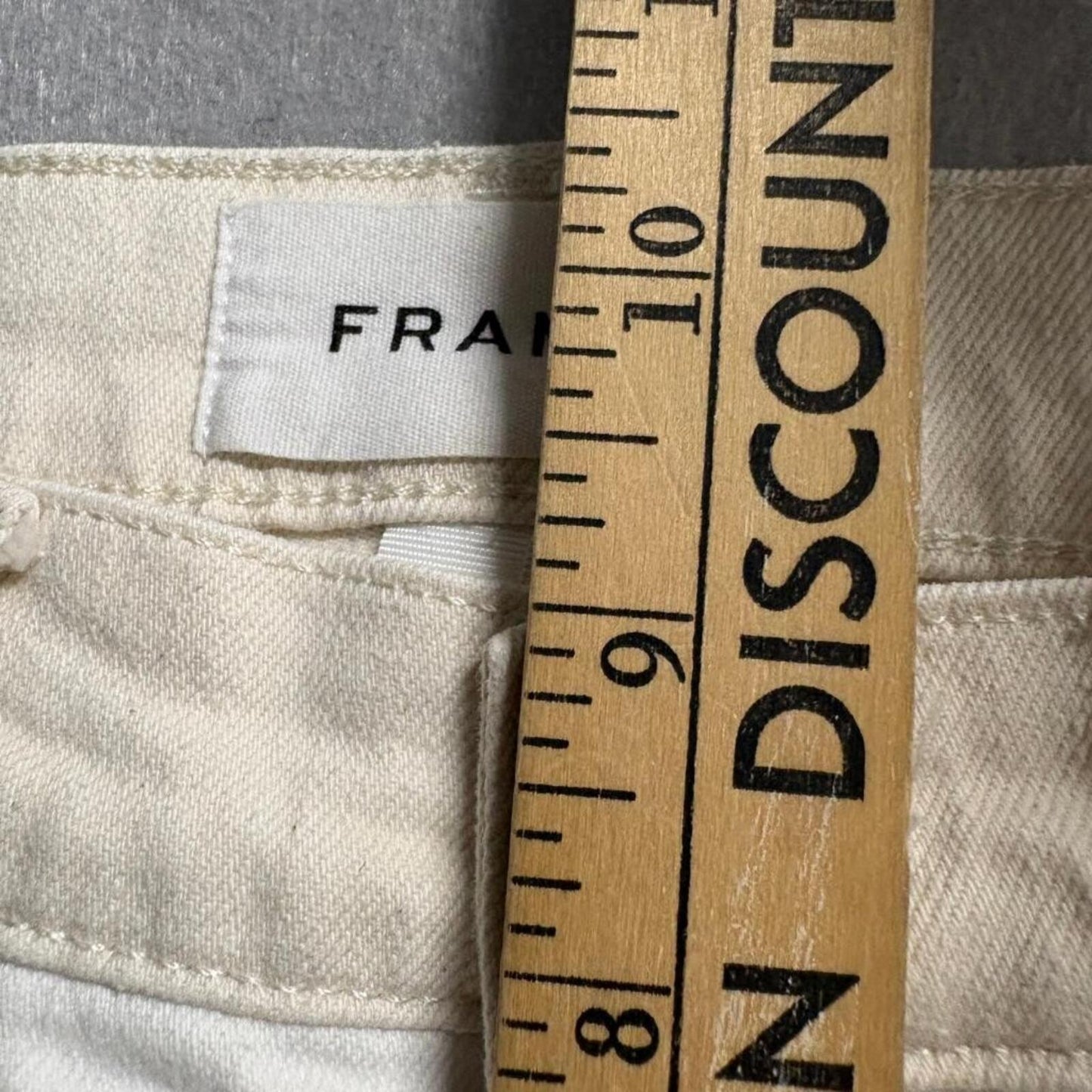 FRAME Le Crop Mini Boot Jeans Womens 25 White Beige Colorblock Raw Hem Stretch