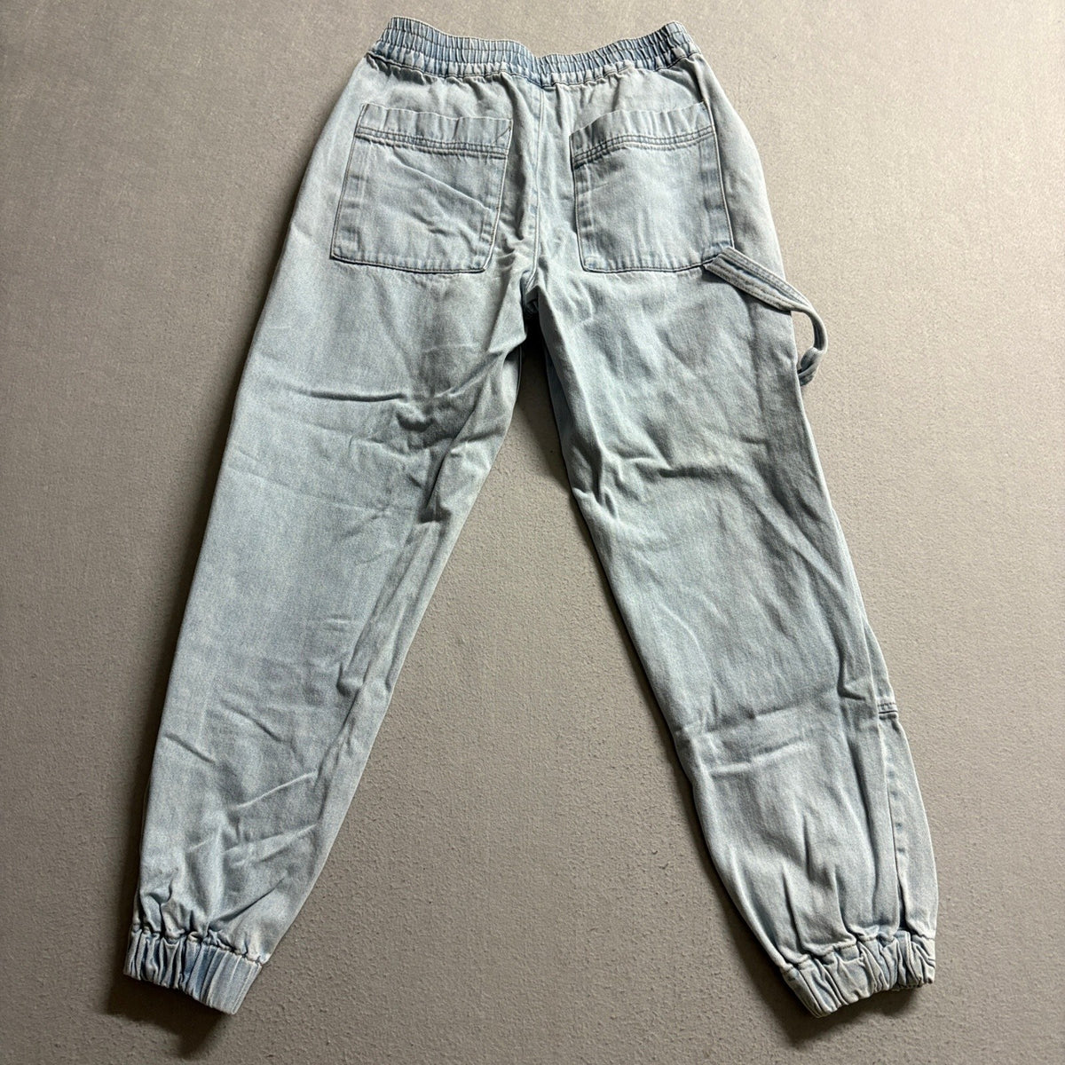Forever 21 Denim Jogger Pants Womens Small Light Wash Carpenter Utility Elastic