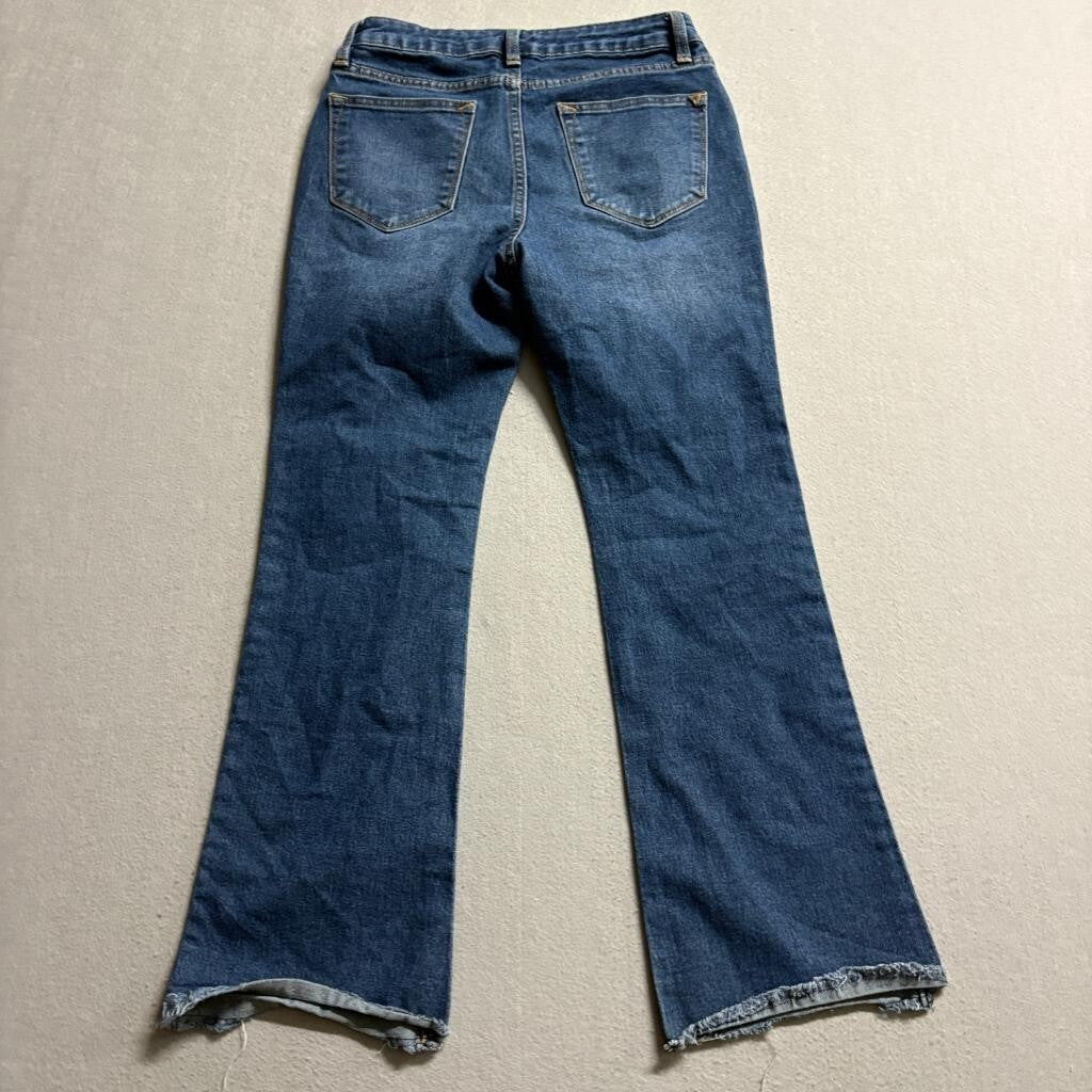 Vigoss Marley Crop Boot Jeans Womens 27 Blue Denim Raw Hem Stretch Mid Rise