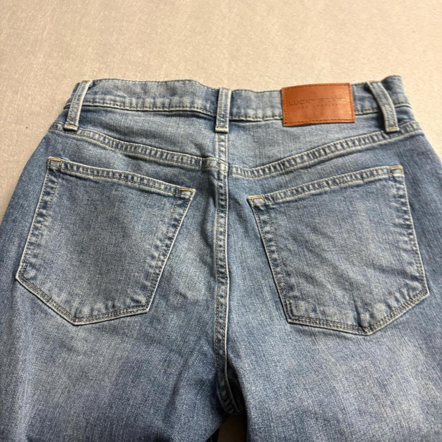 Lucky Brand Drew High Rise Mom Jeans Womens Size 4 27 Ankle Distressed Blue