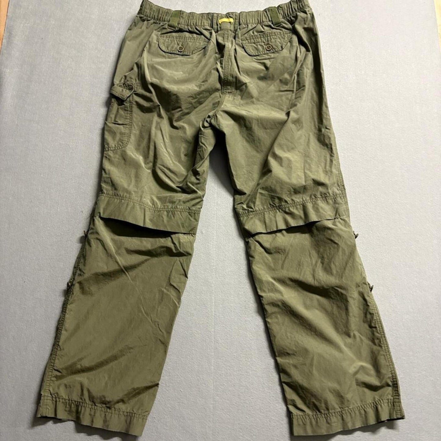Lands End Cargo Pants Womens 16 Green Roll Up Convertible Hiking Outdoor Cotton