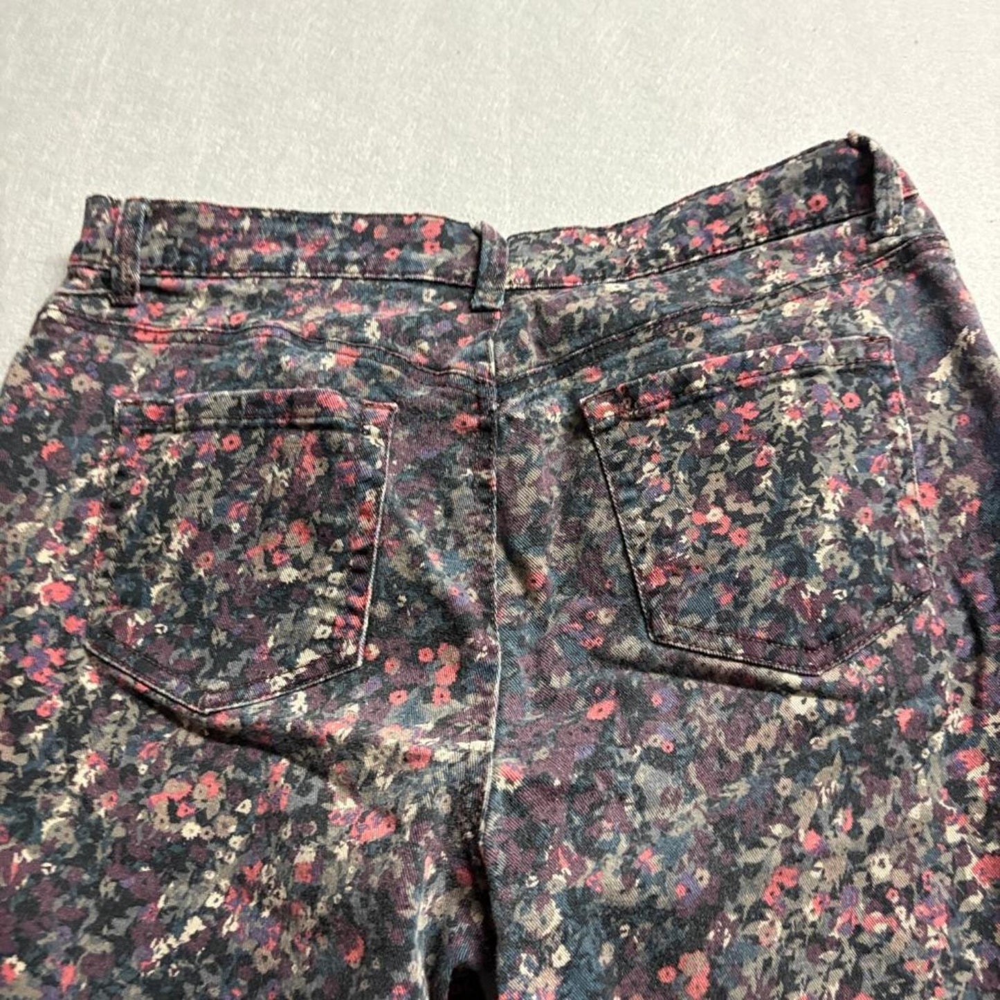 Gloria Vanderbilt Amanda Jeans Womens 12 Floral Print High Rise Straight Leg