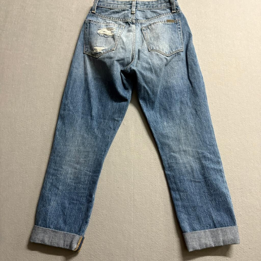 Joe's Jeans The Smith High Rise Straight Ankle Rhinestone Distressed Blue 23