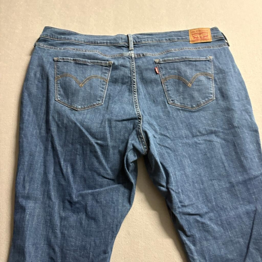 Levi's Classic Straight Jeans Womens 22W S Blue Denim Stretch Plus Size 22 Short
