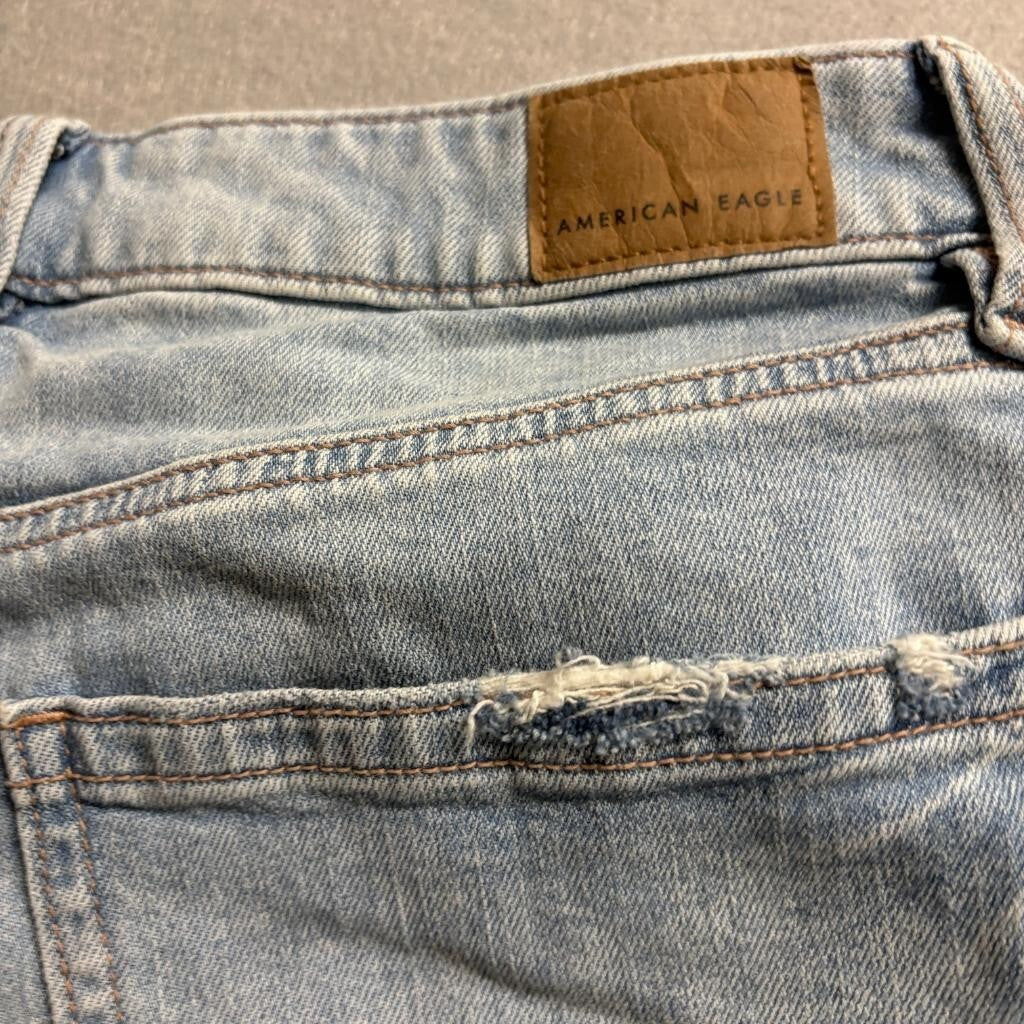 American Eagle Distressed Wide Leg Jeans Womens Size 4 Light Wash Stretch Denim