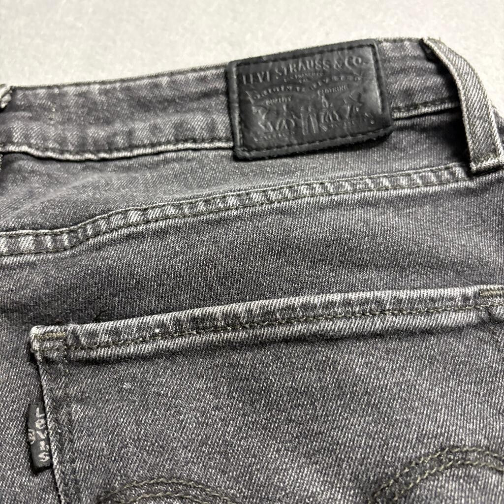 Levis 721 High Rise Skinny Jeans Womens 30 Distressed Ripped Knees Gray Denim
