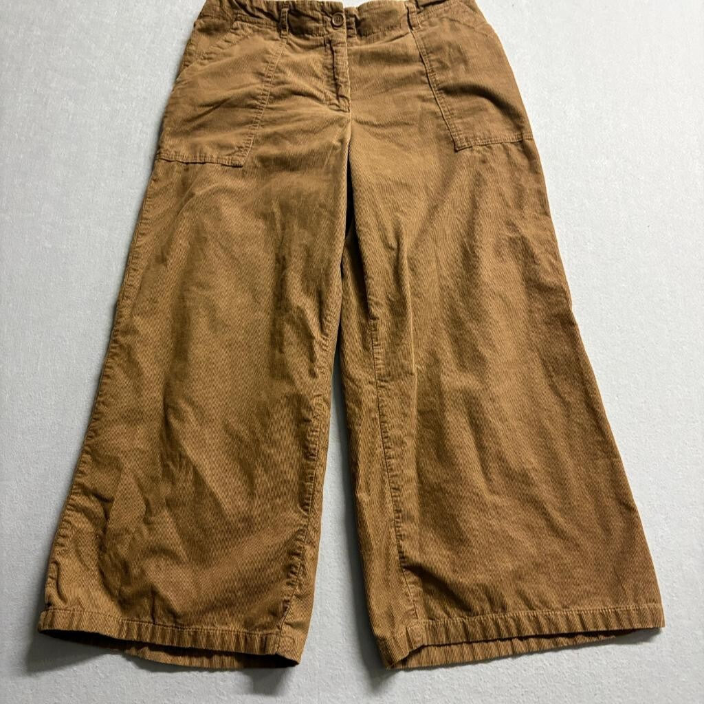 Max Studio London Corduroy Pants Womens 14 Brown Wide Leg Crop Cotton