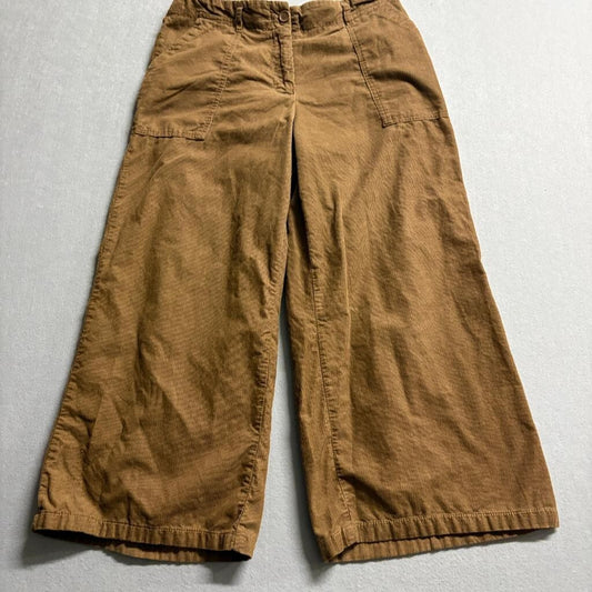Max Studio London Corduroy Pants Womens 14 Brown Wide Leg Crop Cotton